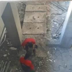 برش و برداشت بخشی از سقف سازه بتنی، آماده سازی جهت مهار