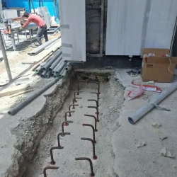 کاشت میلگردهای دوخت جهت تقویت و افزایش ارتفاع فونداسیون