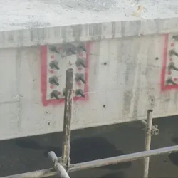 کاشت میلگردهای ریشه جهت نصب ورق اتصال تیرهای فلزی